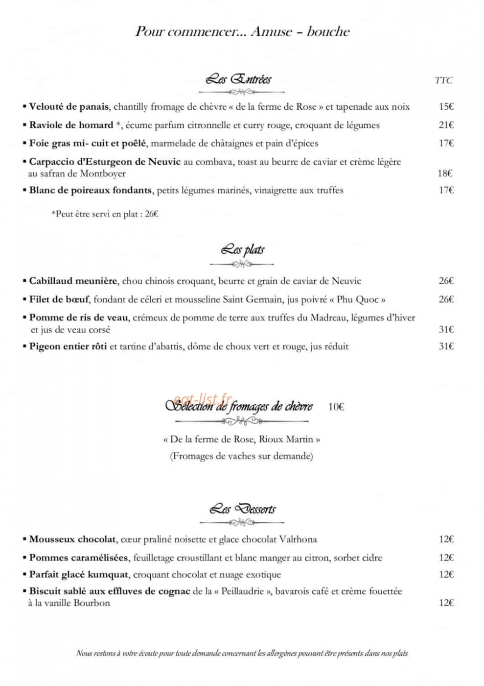 Le Relais du Château — carte page 1