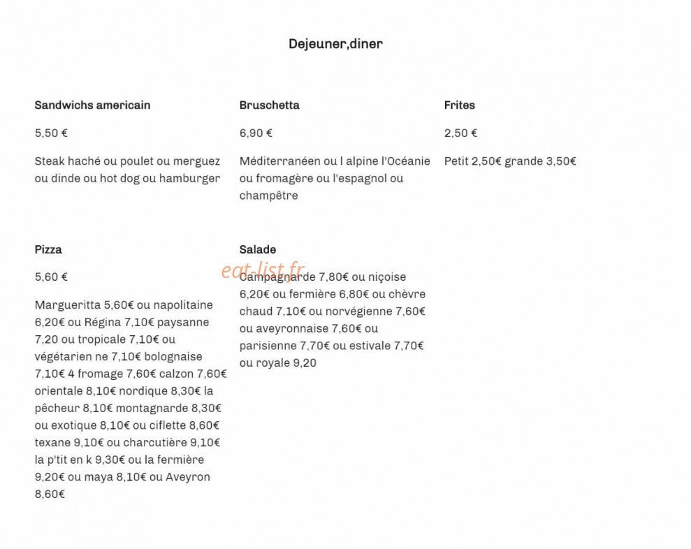 O p'tit en k — carte page 1