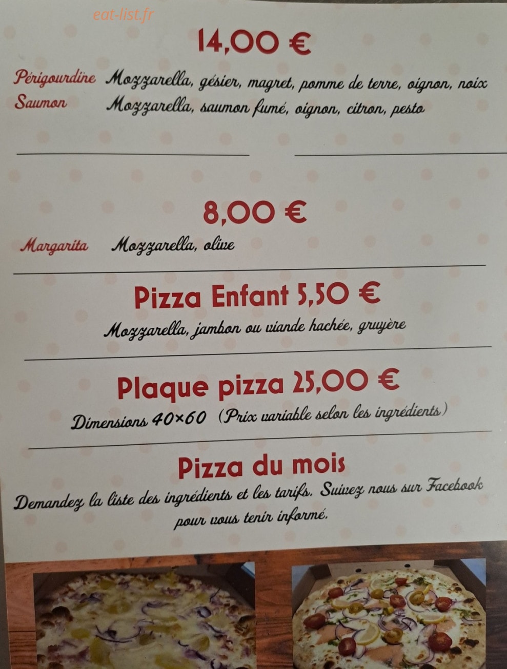 Pizza Julia — carte page 2