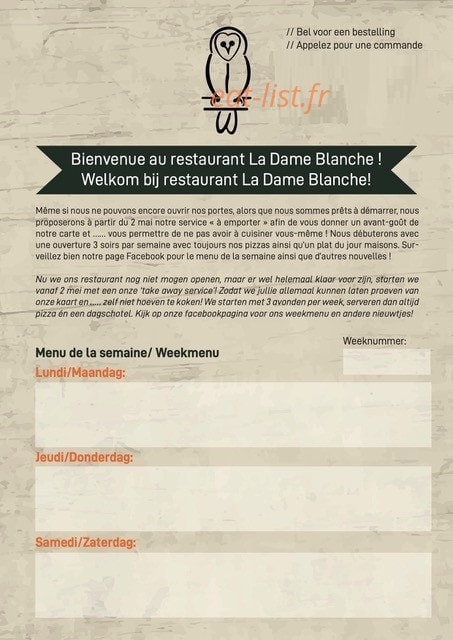La Dame Blanche — carte page 1