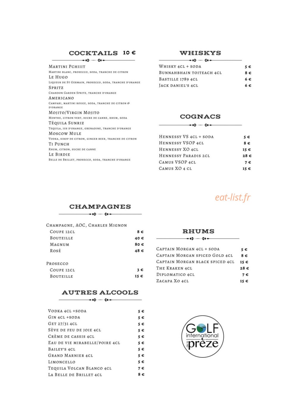 Le Restaurant — carte page 4