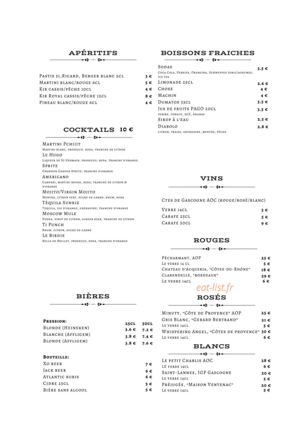 Le Restaurant — carte page 5