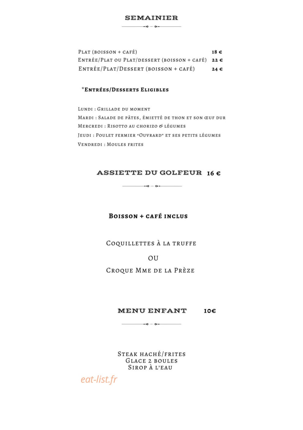 Le Restaurant — carte page 2