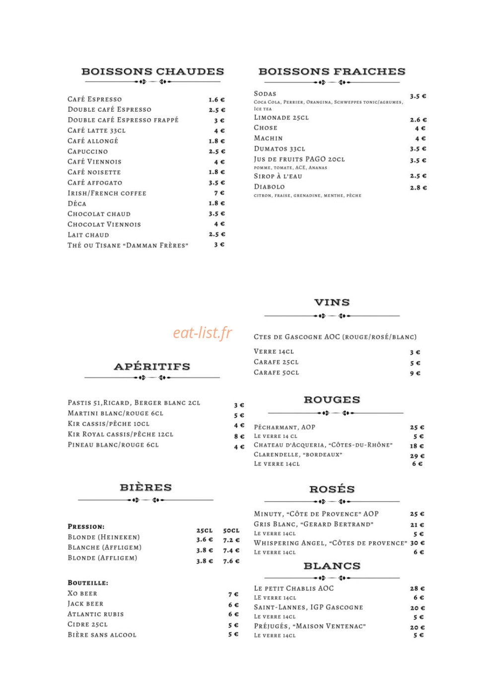 Le Restaurant — carte page 3