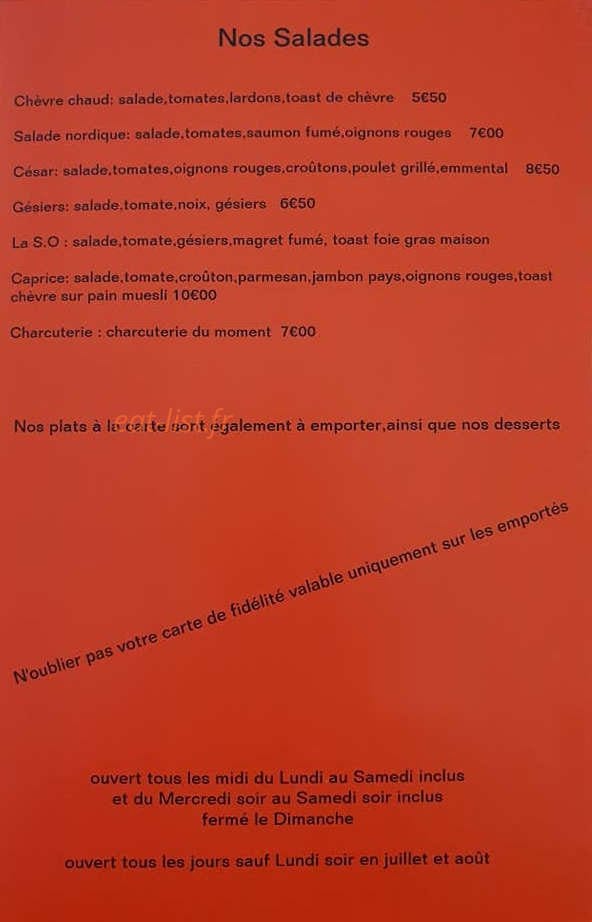Aux Caprices — carte page 2