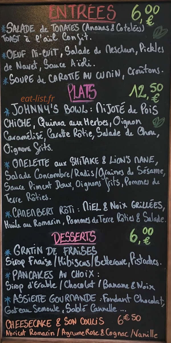 Johnny's — carte page 1