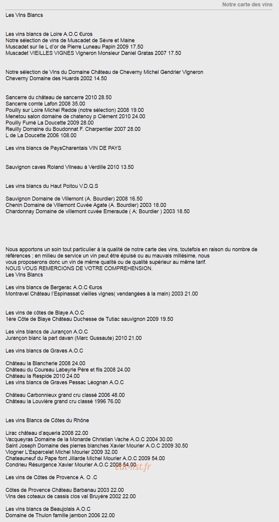 Le Cheval Blanc — carte page 4