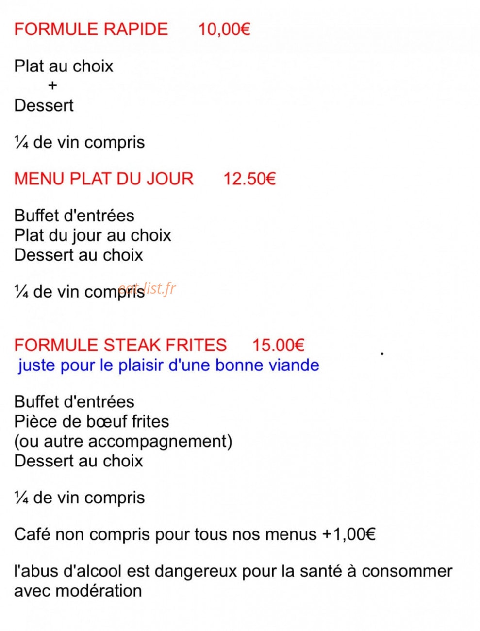 Les Rendez Vous Gourmands — carte page 1