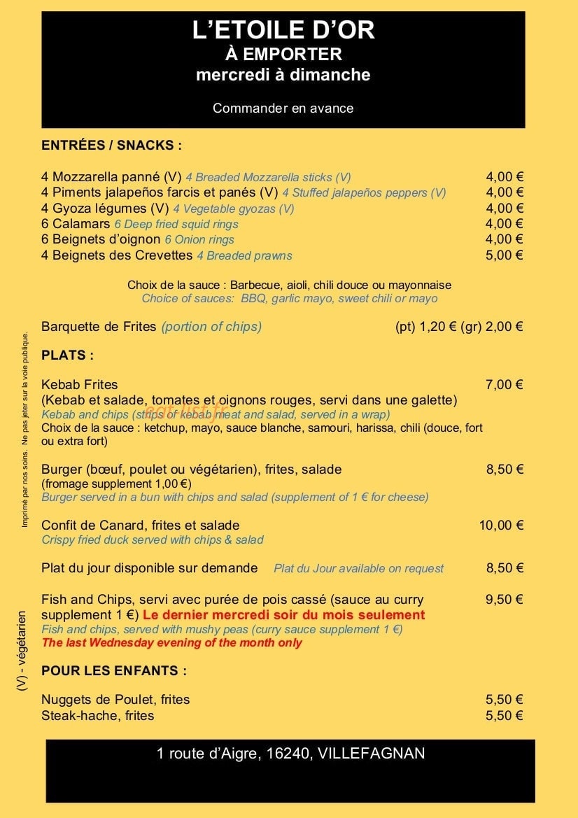 L'Etoile D'Or — carte page 11