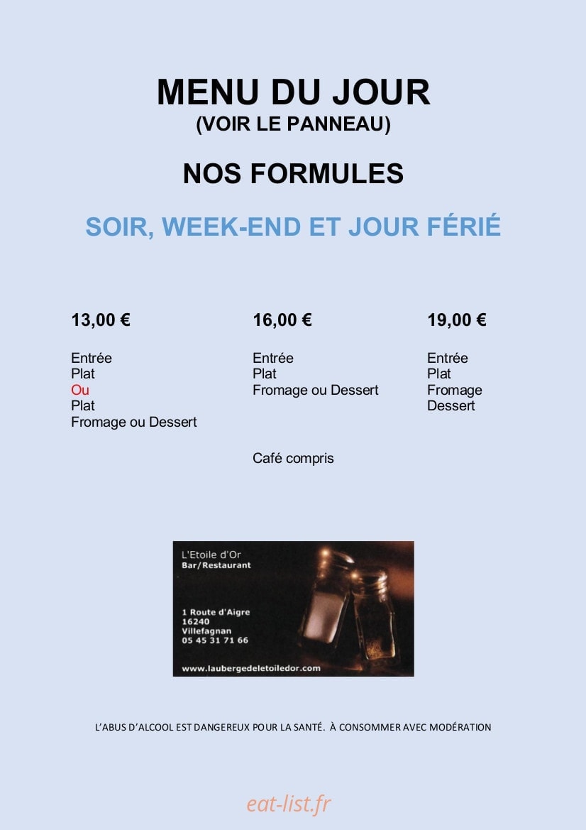 L'Etoile D'Or — carte page 2
