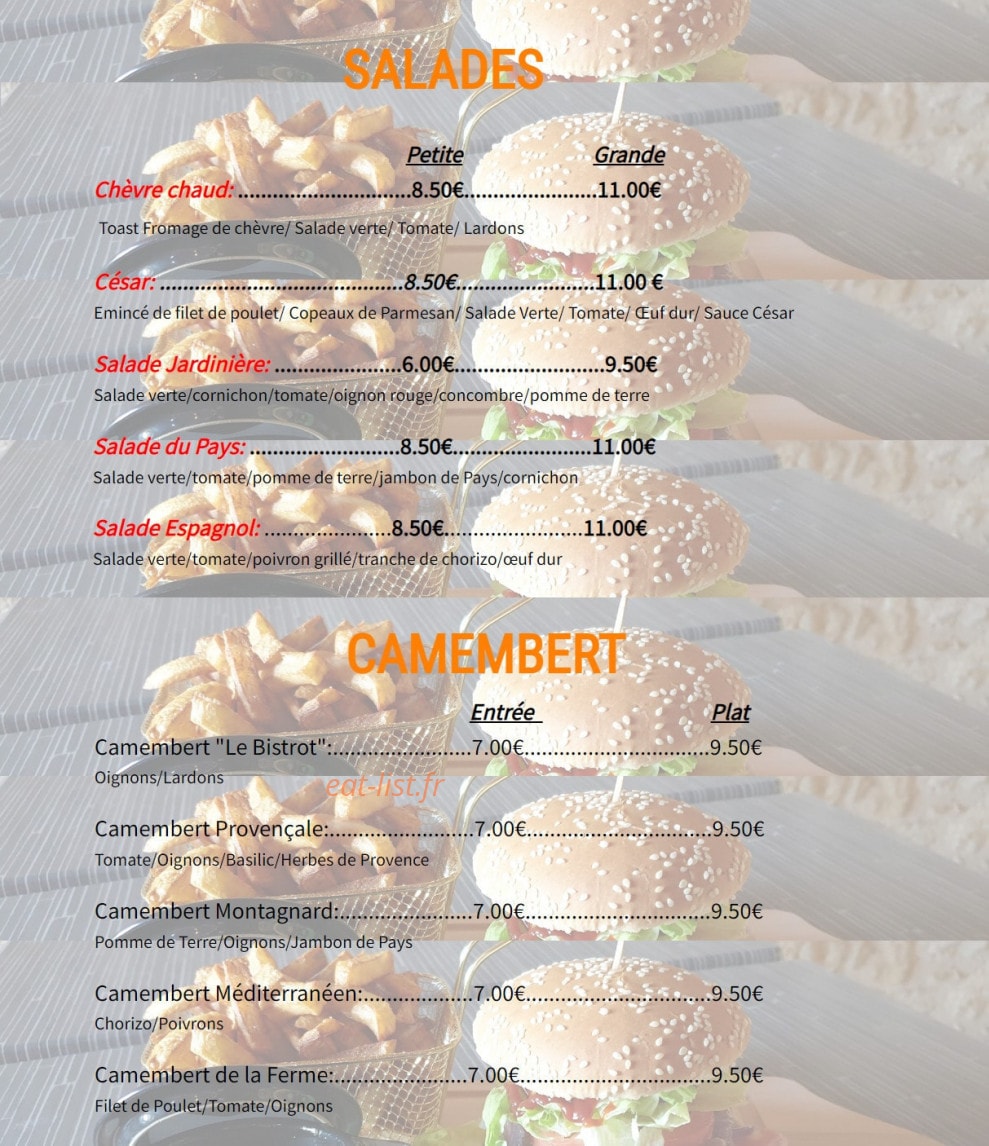 Le Bistrot — carte page 2