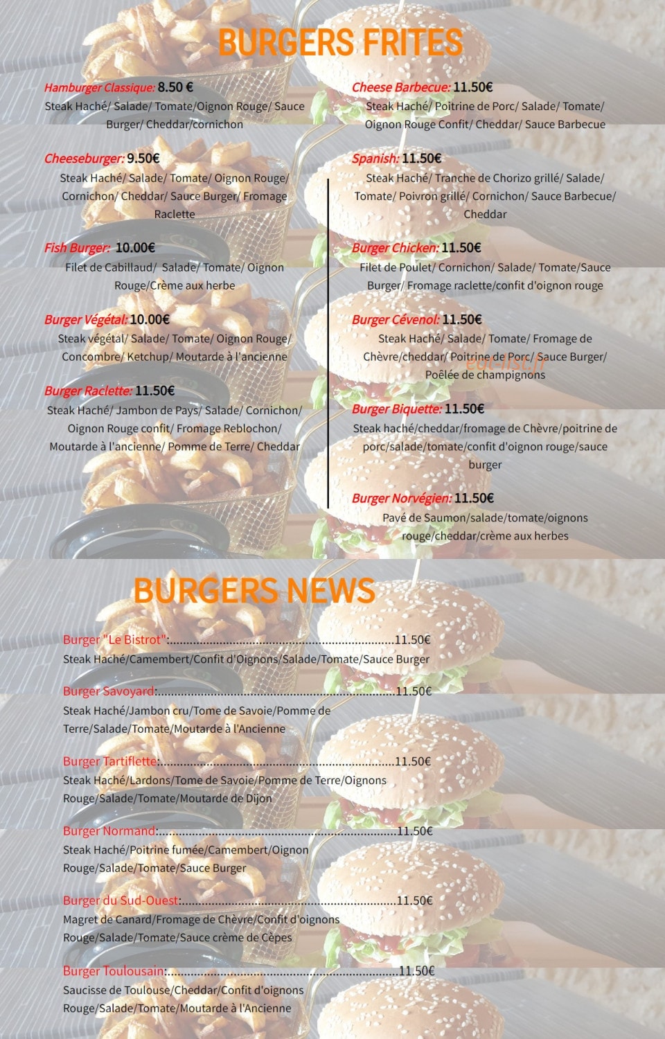 Le Bistrot — carte page 1