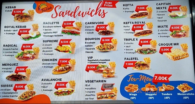 Tacos — carte page 3