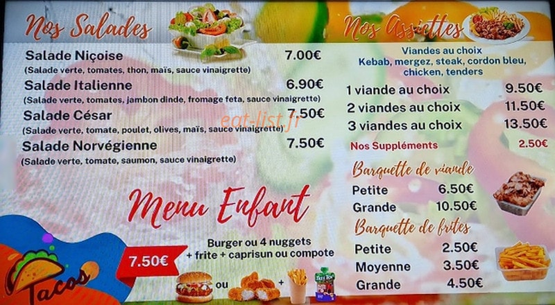Tacos — carte page 1