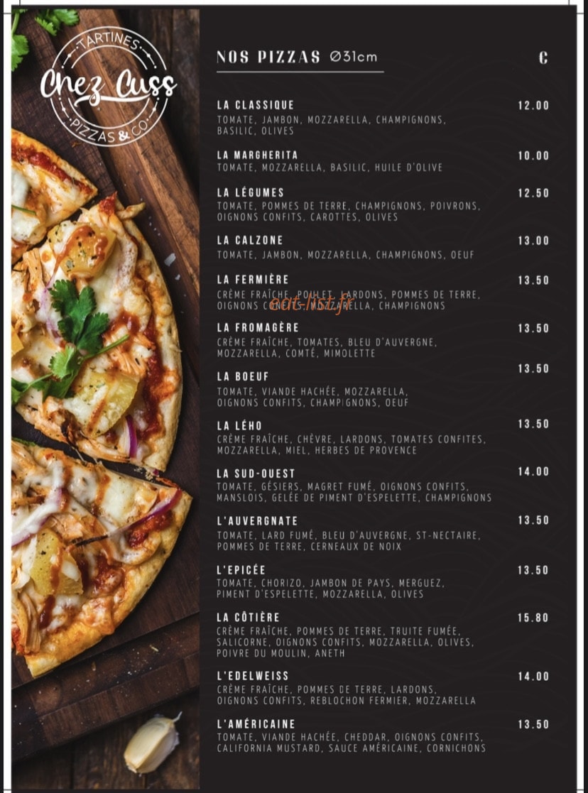 Chez Cuss — carte page 2