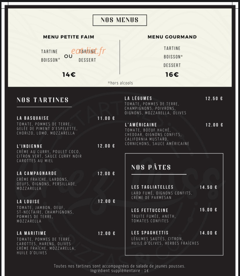 Chez Cuss — carte page 1