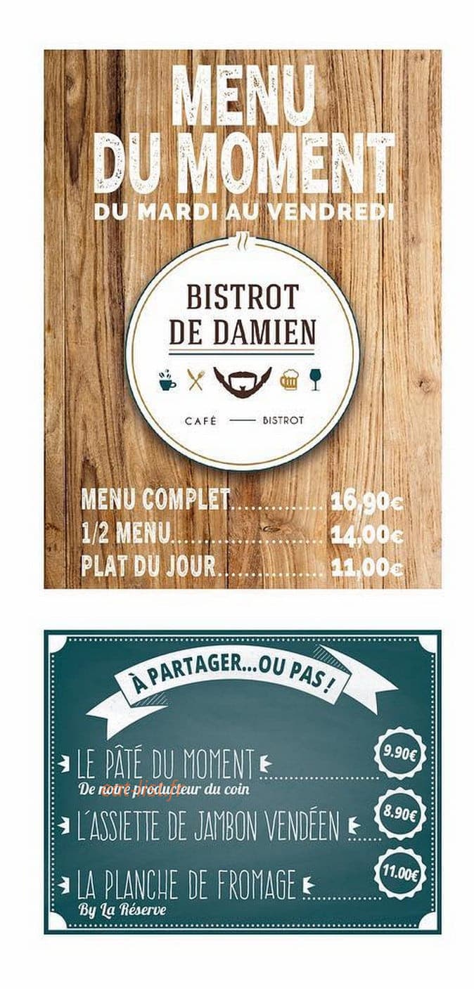 Bistrot de Damien — carte page 1