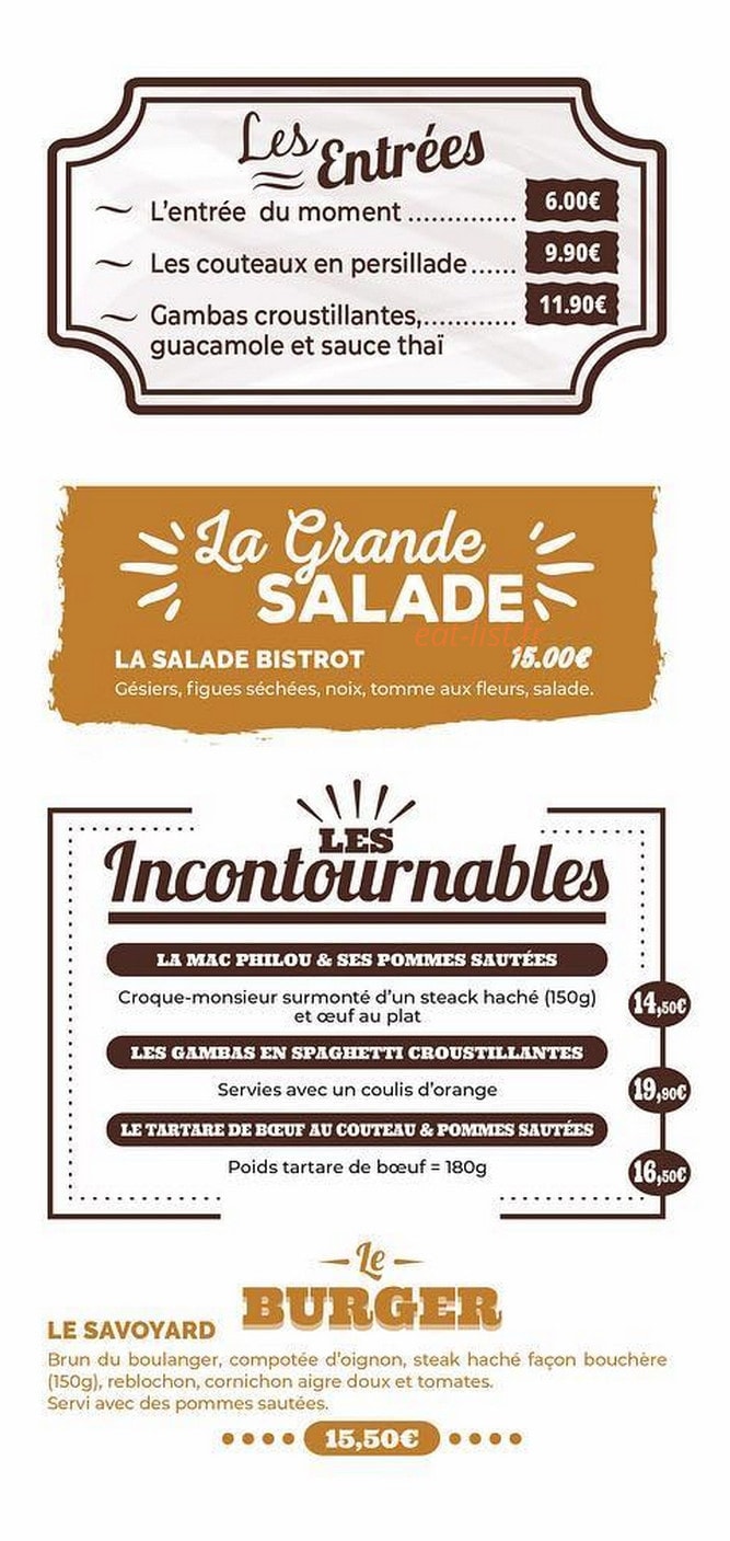 Bistrot de Damien — carte page 2