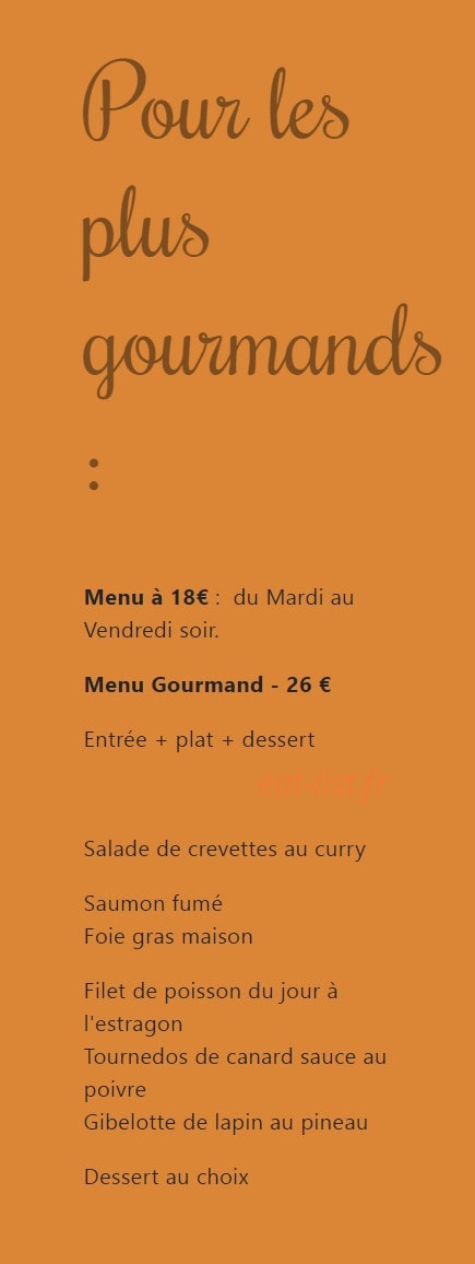 Carte et menu de La Vieille Auberge à Barbezieux Saint Hilaire — Pour les plus gourmands