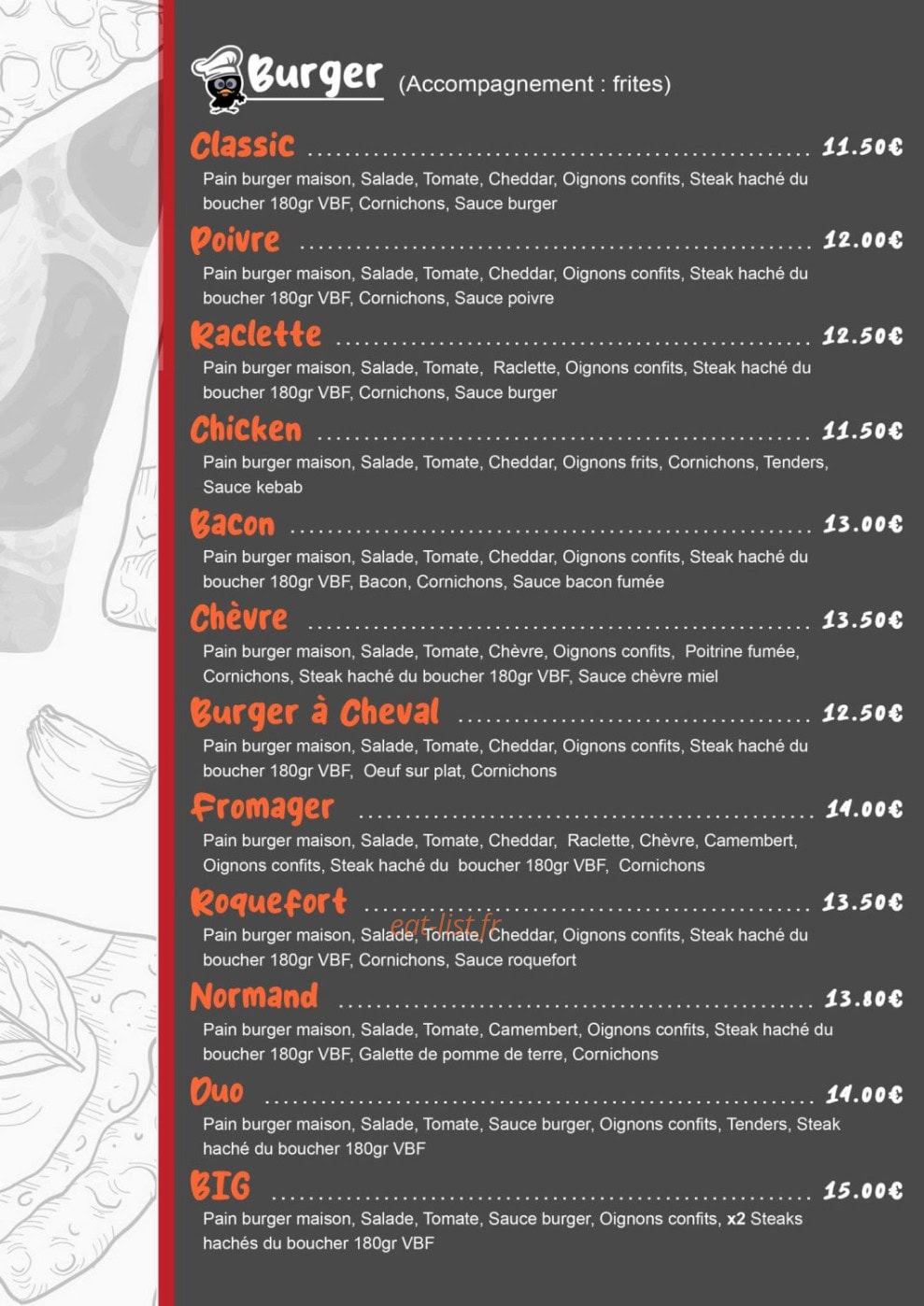 Cali's pizza — carte page 3