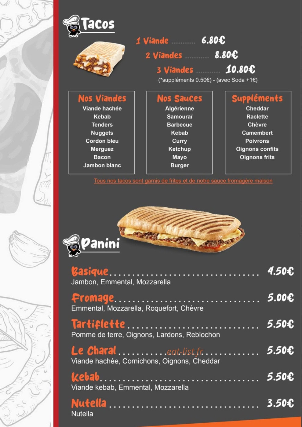 Cali's pizza — carte page 4