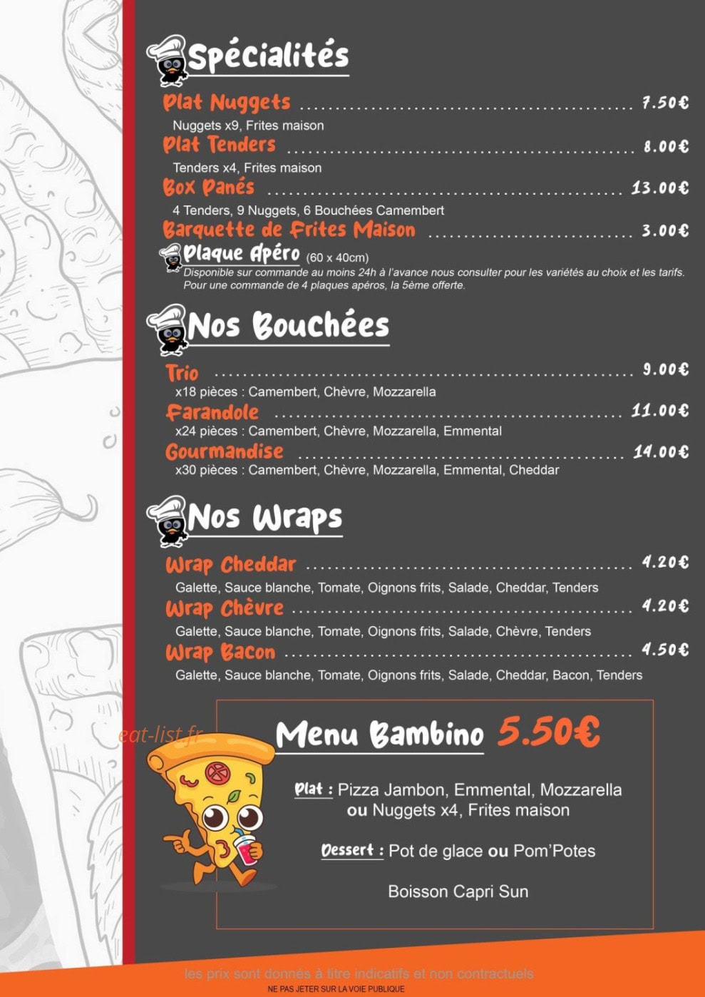 Cali's pizza — carte page 5
