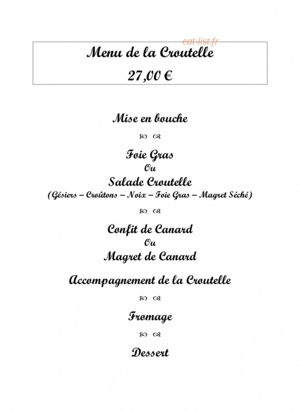 Auberge de la croutelle — carte page 2