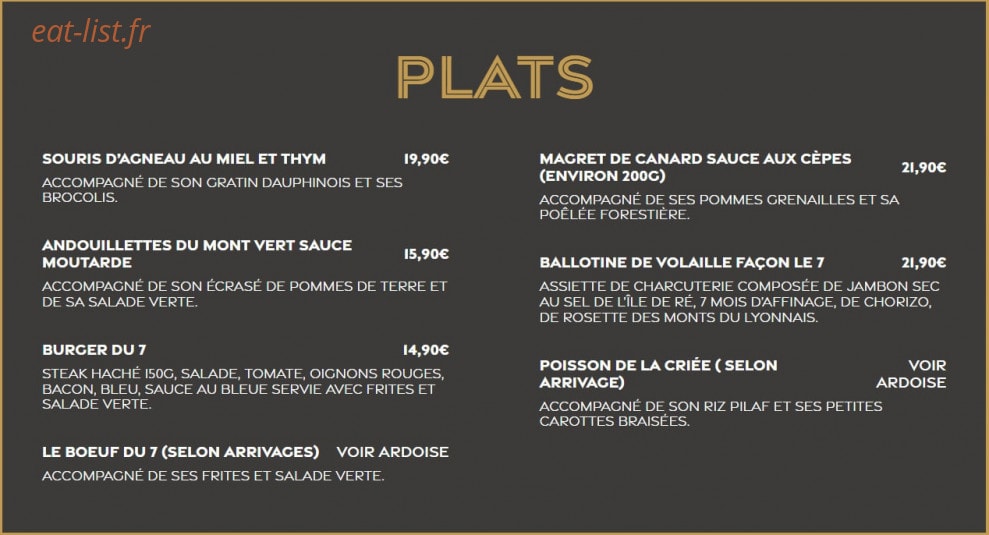 Brasserie Le 7 — carte page 2