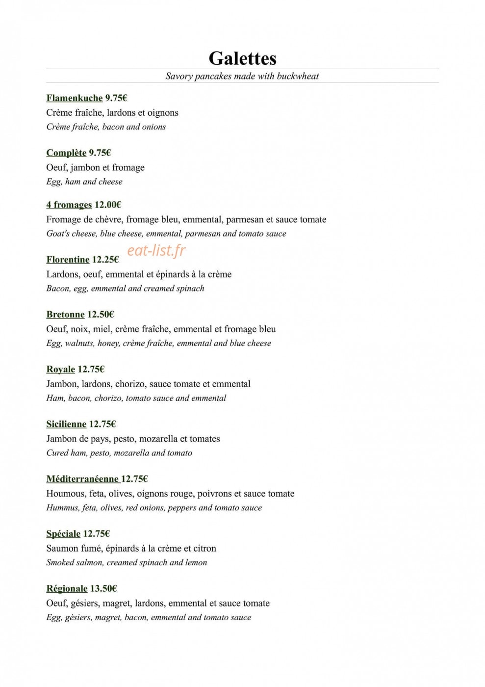 Crêperie de la Source — carte page 3