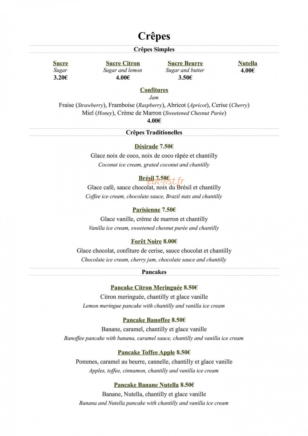 Crêperie de la Source — carte page 4