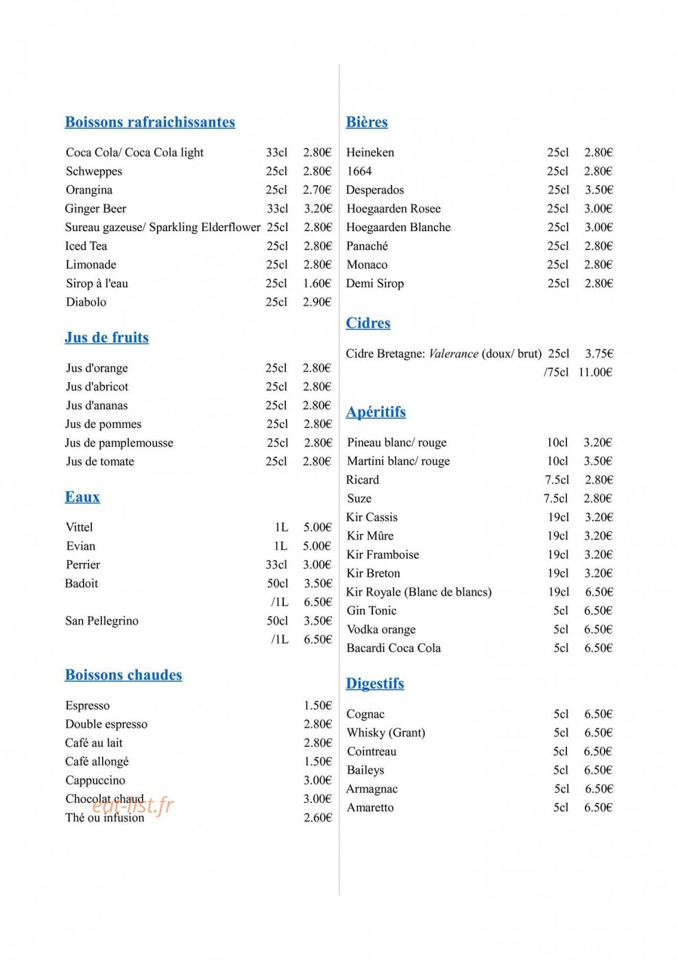 Crêperie de la Source — carte page 6