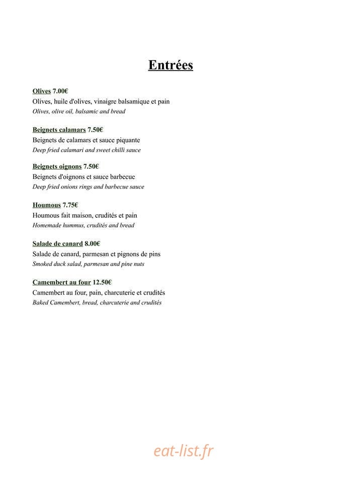 Crêperie de la Source — carte page 1