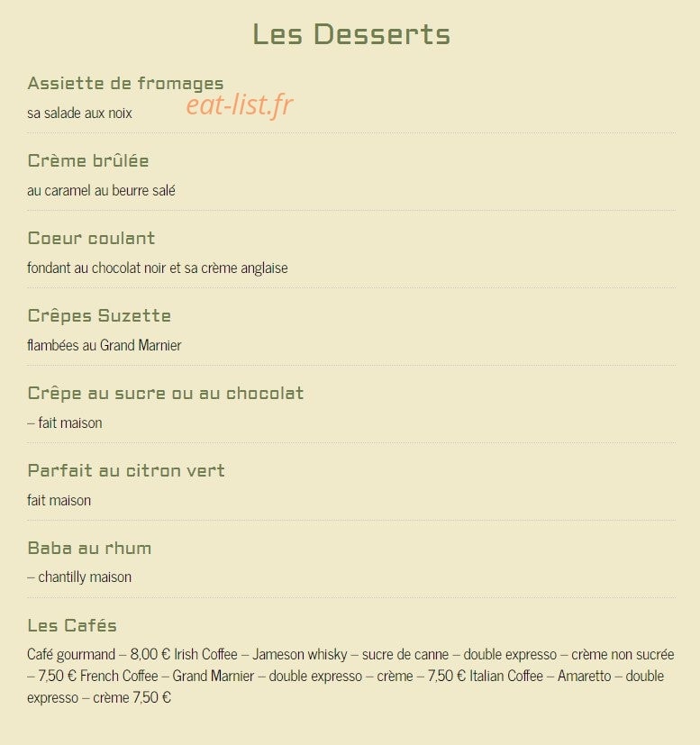 La Taverne — carte page 2