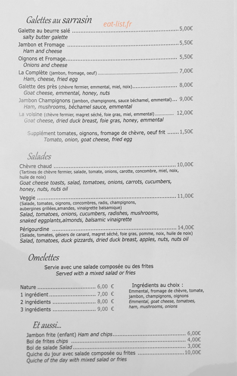 Sel & Sucre — carte page 2