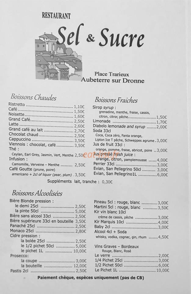 Sel & Sucre — carte page 1