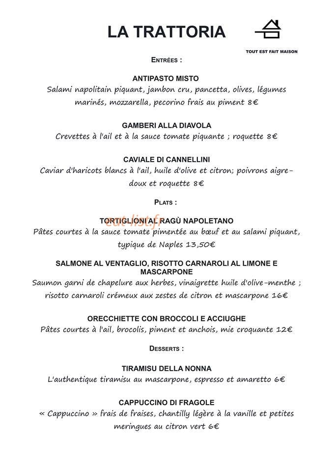 La Trattoria — carte page 1