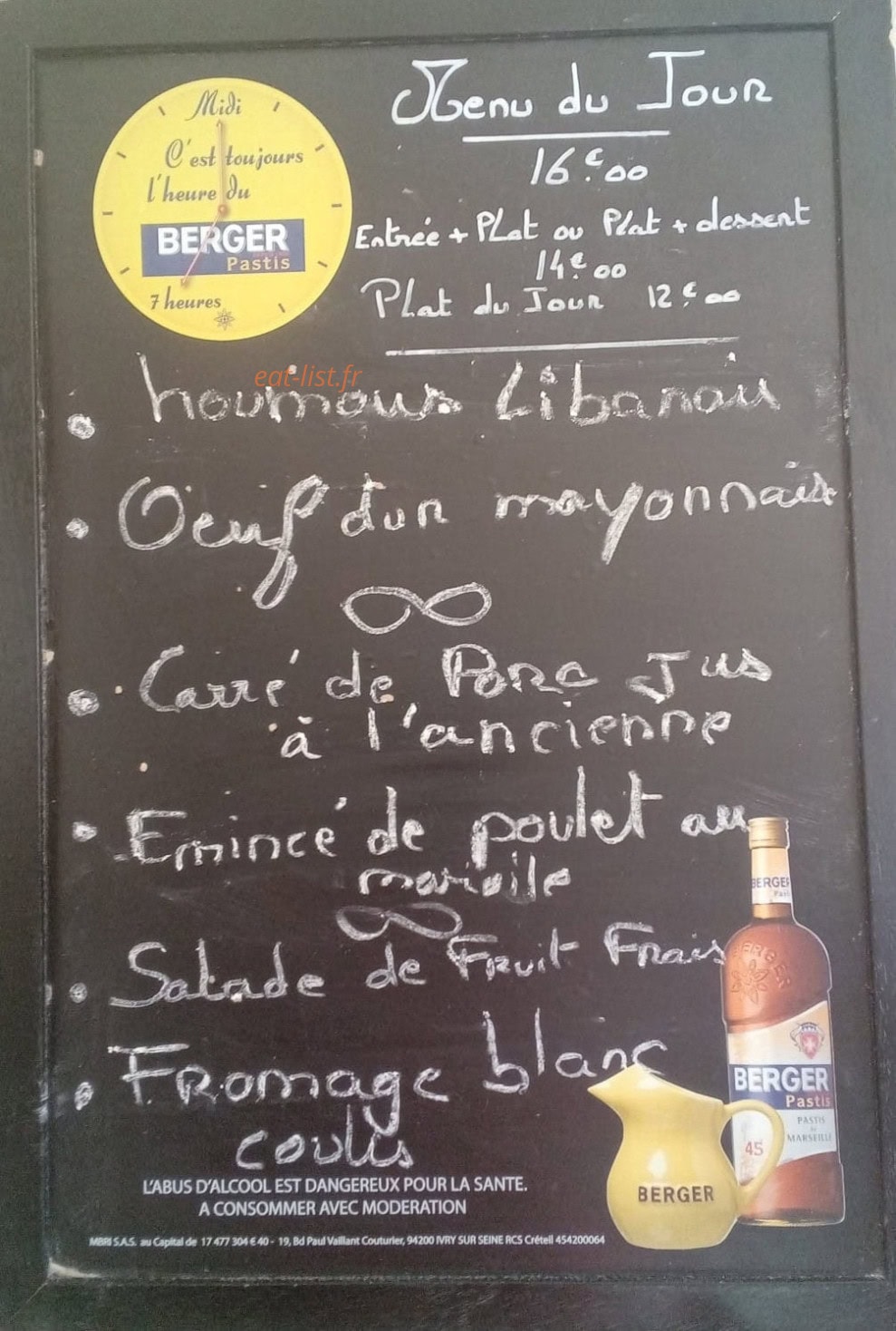 Carte et menu de La thieusine des drôles à Voeuil et Giget — L'ardoise