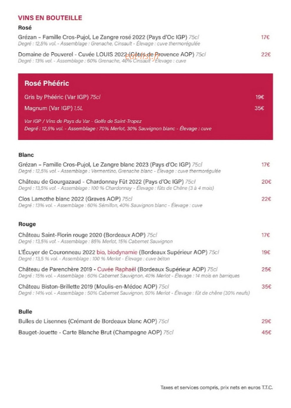 Bistrot Le Bourg — carte page 3