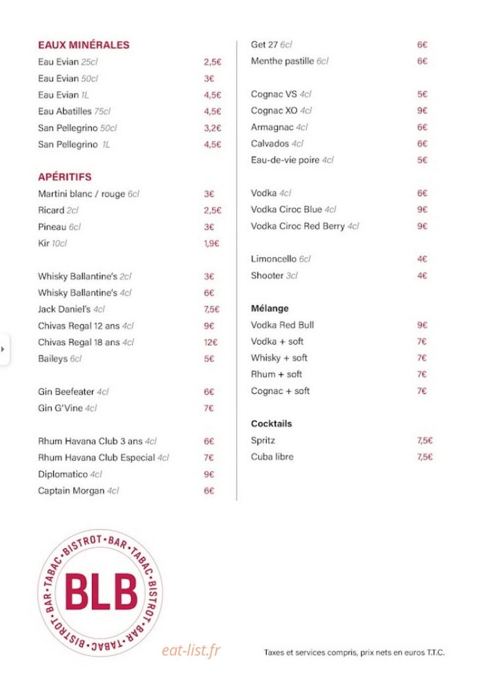 Bistrot Le Bourg — carte page 2