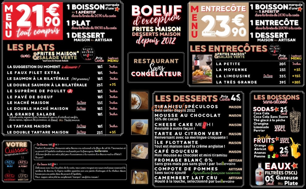Meuh ! Restaurant — carte page 2