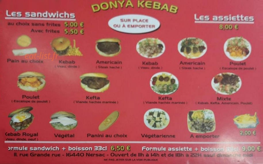 Donya Kebab — carte page 3