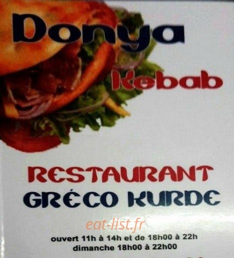 Donya Kebab — carte page 1