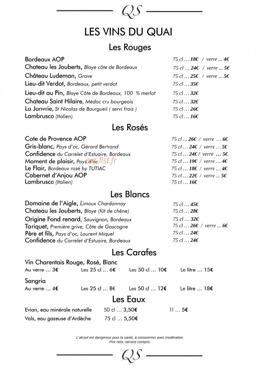 Restaurant Quai Sud — carte page 3