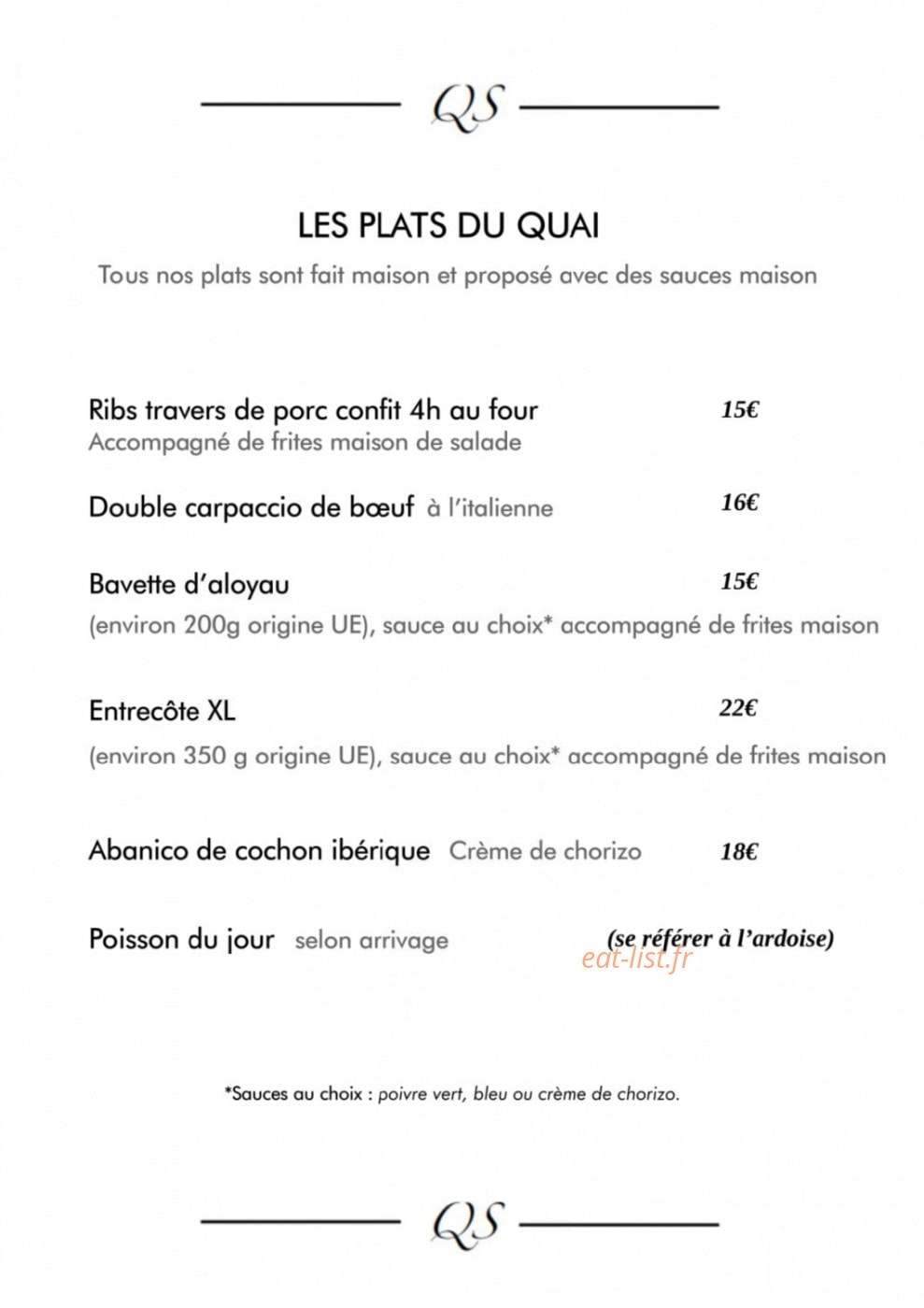 Restaurant Quai Sud — carte page 8