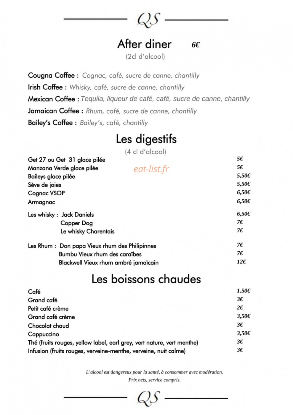 Restaurant Quai Sud — carte page 14