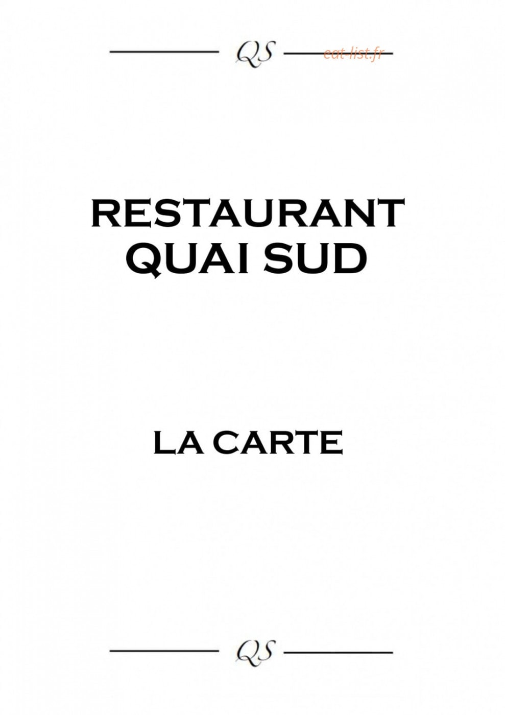 Restaurant Quai Sud — carte page 1