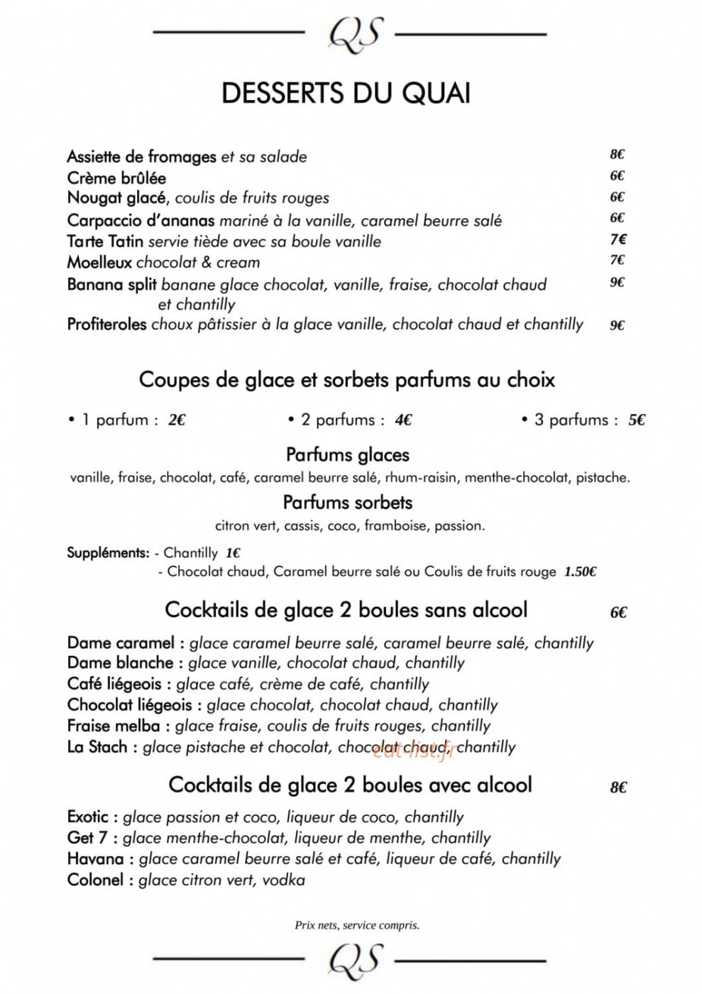 Restaurant Quai Sud — carte page 11