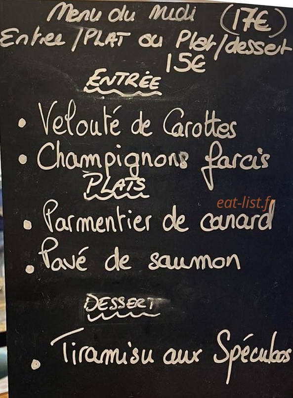 Bistrot de Passirac — carte page 1