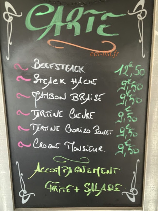 Cafe Des Sports — carte page 1