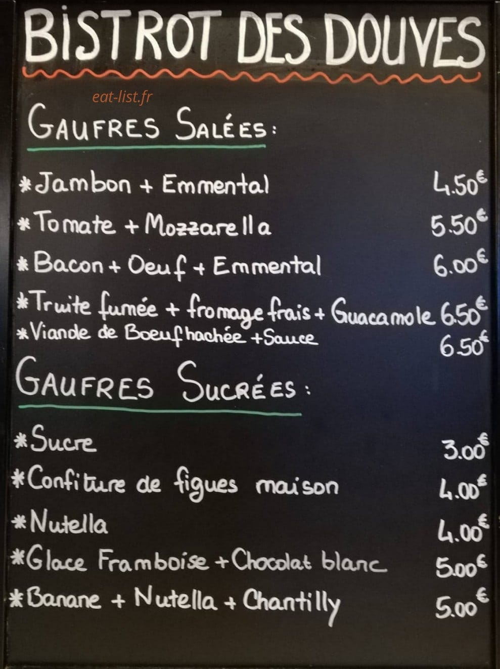 Le Bistrot Des Douves — carte page 1